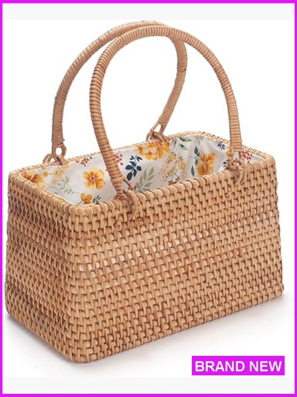 Small Rattan Handbag Wicker Basket Purse Handwoven Summer Beach Bag